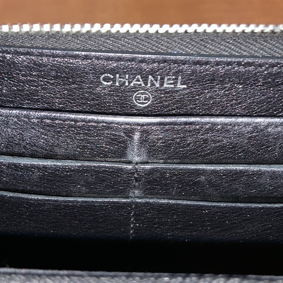 Authentic Chanel Metallic Perforated Quilted Zippy Wallet - Picture 13 of 16